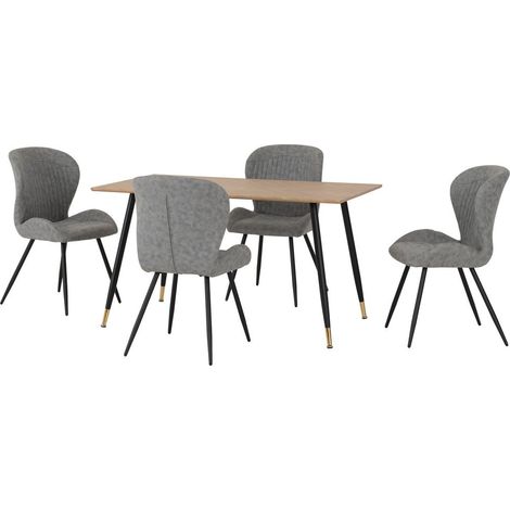 Hamilton & Quebec Medium Indoor Dining Set - Medium Oak Effect/Grey