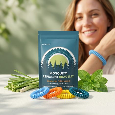 Mosquito repellent bracelet, portable for home and outdoor use, gentle and lightweight, suitable for children and adults -- 4 pieces (1/5)