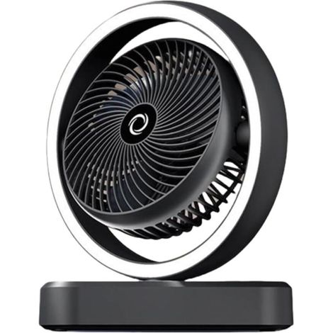 Ventilateur de bureau pour chambre à coucher Ventilateur de bureau portable avec éclairage d'ambiance Refroidisseur d'air oscillant rechargeable à 3 vitesses avec lumière de maquillage (1/5)
