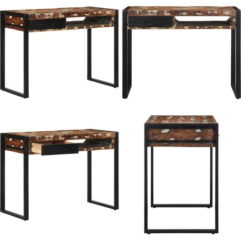 vidaXL Bureau multicolore 100x50x75 cm bois massif de récupération