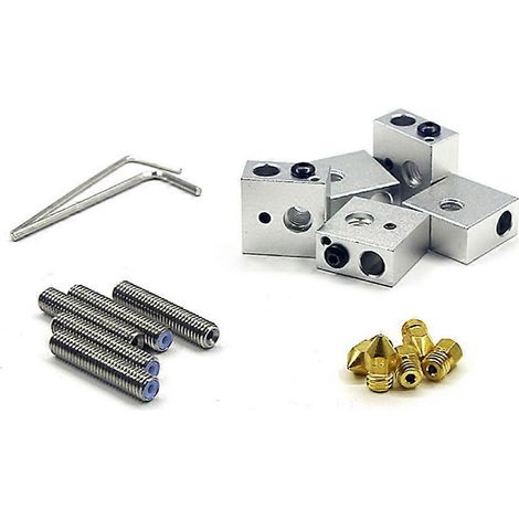 1 Set 1.75mm Throat Tube+0.4mm Extruder Nozzle Heads+Heater Blocks for MK8 Makerbot (1/5)