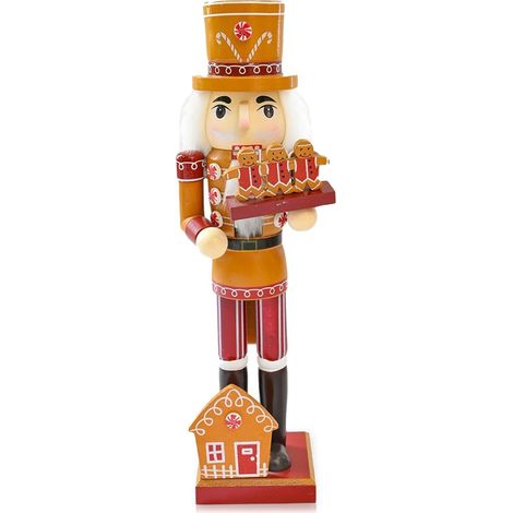 35cm Soldat Casse Noisette en Bois,Grand Casse-Noisette Figurine Traditionnelle Décoration de Noël,Poupée de Noël Classiques en Bois Décoration de Noel Traditionnelle pour La Maison (1/5)