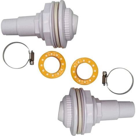 2 kit di getti di controlavaggio - Completi di raccordi, gruppo occhiello, morsetti, rondelle e nastro filettato in PTFE - Per piscine FibroPool e fuori terra (1/4)