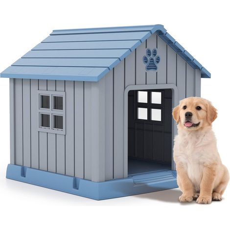 Niche pour Chien en Plastique avec aérations, Toit Amovible et Sol surélevé, abri Isotherme imperméable pour Chiots et Chats de Petite et Moyenne Taille (1/5)