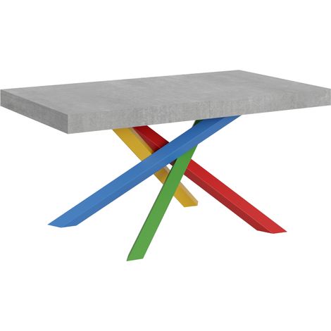 Tavolo allungabile 160/420x90 cm Volantis cemento gambe multicolore 4/B