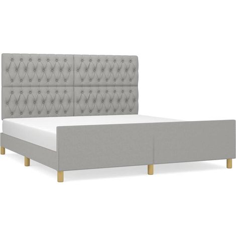Lit double Lit adulte Cadre de lit sans matelas gris clair 180x200 cm tissu (1/5)