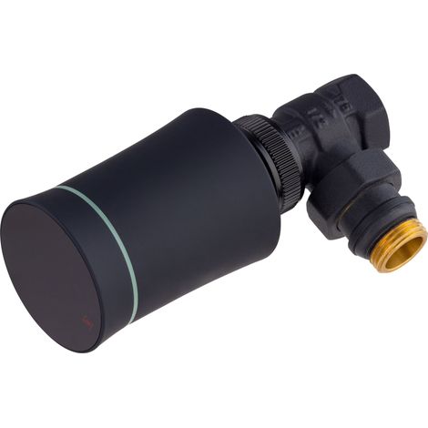 Robinet thermostatique équerre 1/2' + tête connectée Noyon et Thiebault Noir (1/5)