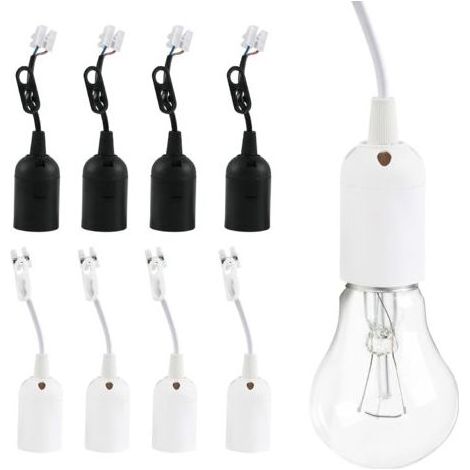 Douilles de Lampe E27, 8 Pcs Support Lampe Douille, Base DAmpoule en Plastique avec Câble, pour Les Cuisines de Bureaux, lÉclairage de Croissance Des Plantes et La Lumière DAquarium (1/5)