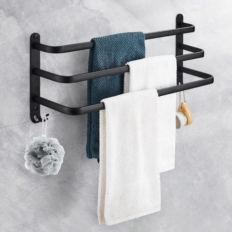 50cm, 3 étages Porte Serviette Salle de Bain étagère Serviette avec Crochets, Étanche - pour Salle de Bain, Cuisine, Salle de Bain