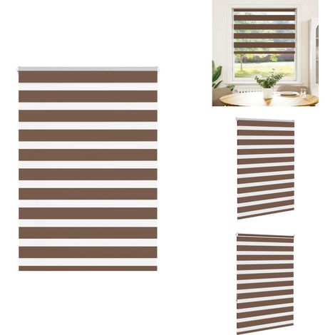Store zèbre marron 95x150 cm largeur du tissu 90,9 cm polyester - Store Zébré - Stores Zébrés - Store À Enrouleur Zébré - Double Store À Enrouleur (1/5)