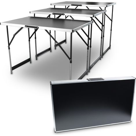 Bituxx Mehrzwecktisch 3er Set Tapeziertisch klappbar Höhenverstellbar 3-teilig Flohmarkttisch Verkaufstisch Markttisch Malertisch Campingtisch Alu 100 x 60 cm bis 30Kg