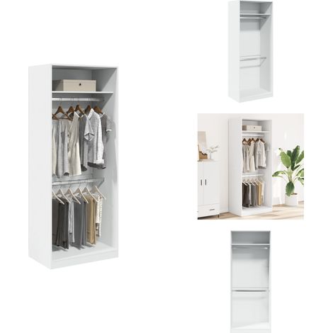 Kleiderschrank Weiß 80x50x200 cm Holzwerkstoff - Kleiderschrank - Kleiderschränke - Schrank - Kleider Organizer (1/5)