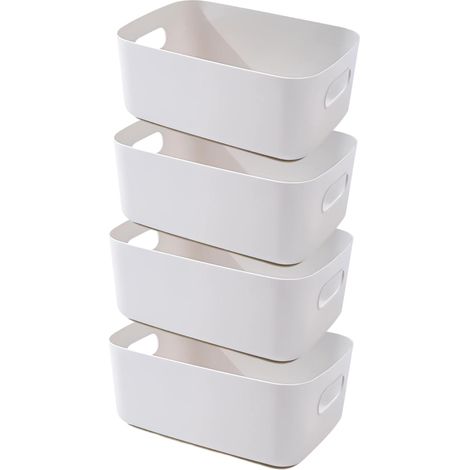 4 Boîtes de Rangement en Plastique, Panier de Rangement, Caisse de Rangement, Panier de Bain de Haute Qualité (Gris, 20×15×7 cm)