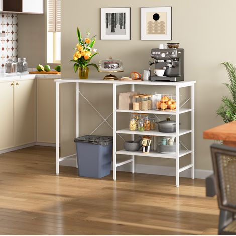 Mueble de almacenaje modular 120 x 40 x 85,5 cm con estantes, metal y MDF blanco HAVRYA (1/5)