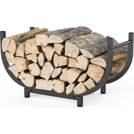 Rangement à Bois de Chauffage en Métal Porte-bûches pour Intérieur et Extérieur  Étagère Design pour Cheminée, Jardin, Camping et Camping-car  Montage Facile, Noir