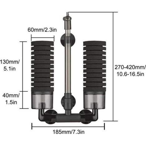 Filtre Éponge Biochimique - Double Filtration Physique Et Biologique - Pour Aquarium D'eau Douce - 1 Pièce (1/5)