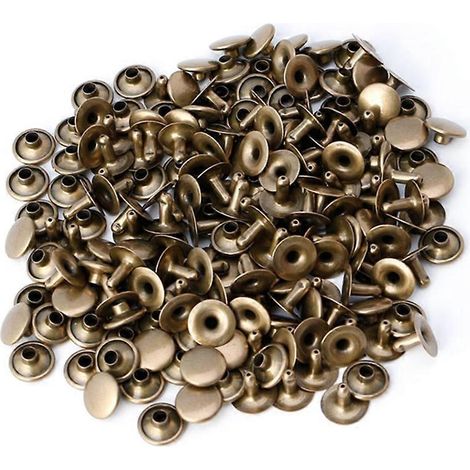 100x Doppelkappennieten, röhrenförmige Metallnieten, Lederreparaturen, Nieten, Punk-Spike-Dekor