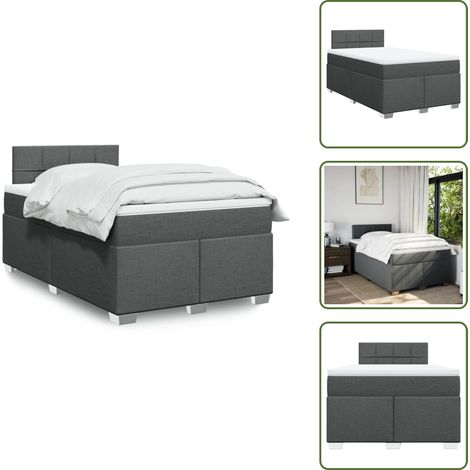 Sommier à lattes de lit avec matelas gris foncé 120x190cm tissu - Sommier À Lattes De Lit - Sommiers À Lattes De Lit - Lit - Meuble De Chambre À Coucher (1/5)