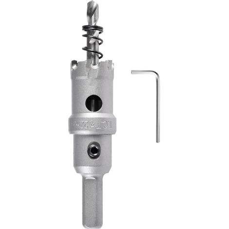 22mm Foret de scie cloche en carbure , Coupe-trou en carbure de tungstène, coupe-trou industriel pour l'acier inoxydable, le métal, le fer, l'alliage, le cuivre, le bois et les plastiques (1/5)