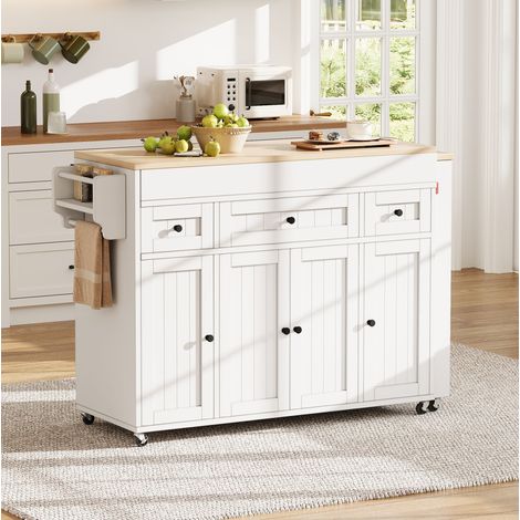Ausziehbare Kücheninsel 137–190,6 x 45,2 x 92 cm aus weißem MDF – MEUBLIV (1/5)