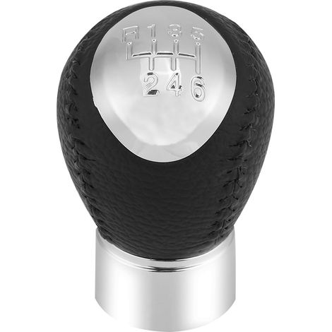 Pommeau de levier de vitesses auto 6 vitesses en ABS et cuir PU noir argent 7.5 cm pour Mazda 3 Mazda 5 Mazda 6 1 pièce (1/5)