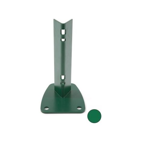 Cloture & Jardin – Platine poteau à encoches vert – Acier galvanisé – 110 x 135 x 75 mm – Hauteur 21 cm – Fixation par boulonnage (1/5)