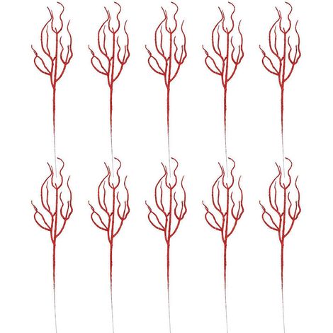 10 feuilles de Noël pailletées, décorations de Noël, feuilles artificielles-34.5X7CM-Red (1/2)