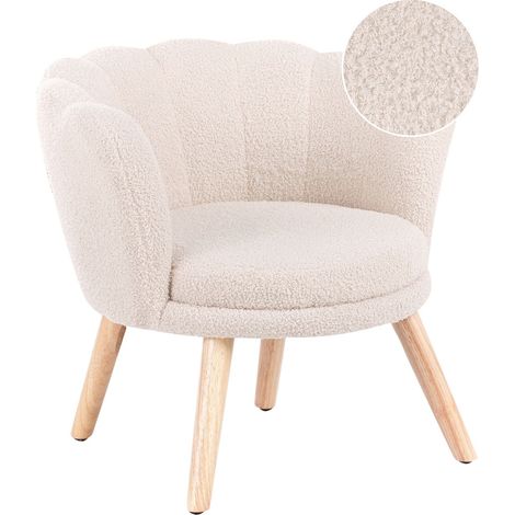 Poltrona per bambini con gambe in legno bouclè beige chiaro Halby