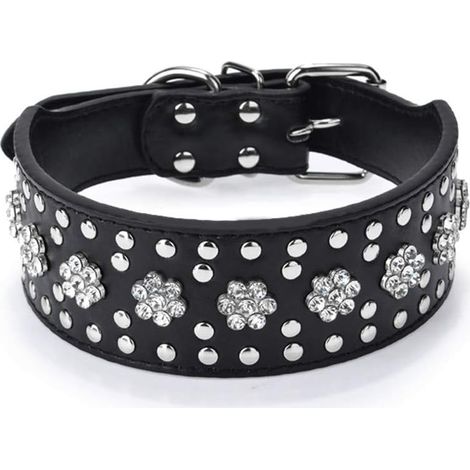 Collier pour chien en cuir clouté (Noir S)-Fei Yu