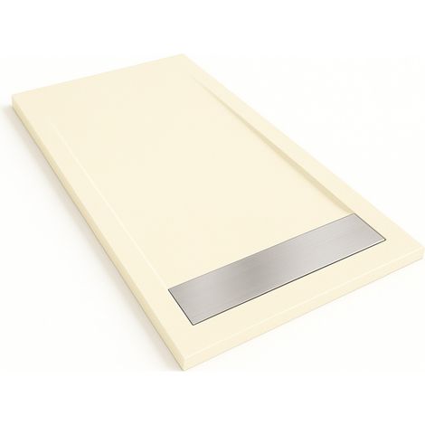 Duschwanne Bidai mit Rahmen Farbe Creme RAL 1013 70x130cm Abdeckung Edelstahl