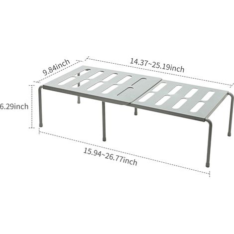 Étagère d'armoire extensible et empilable, organisateur de rangement de comptoir de cuisine, organisateur de placard pour l'assaisonnement de la vaisselle (1/5)