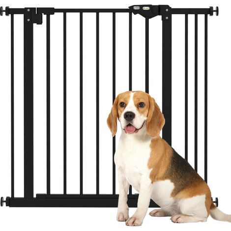 Türschutzgitter für Hunde, Absperrgitter, Schutzgitter für Haustiere, Metall, Kunststoff, 74-87 cm, Schwarz