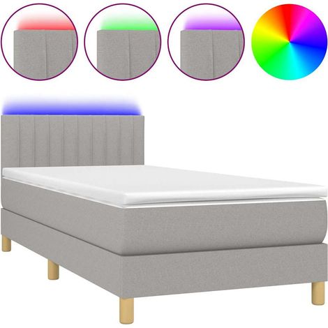 Maison Exclusive - Cama box spring con colchón tela y LED gris cl (1/5)