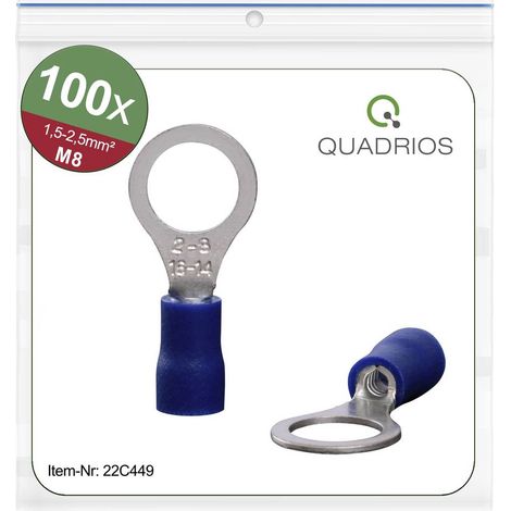 Quadrios 22C449 Capocorda ad anello Sezione Max=2.5 mm² Ø foro=8.5 mm Parzialmente isolato Blu 1 KIT (1/4)