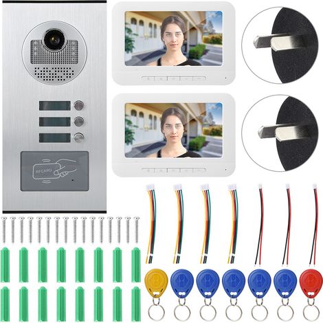Sonnette vidéo 7 pouces avec interphone visuel, caméra RFID, prise AU, kit de visiophonie numérique (1/5)