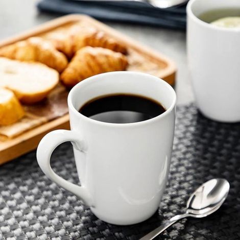Série Grandes Tasses pour Café Cappuccino Expresso, Lot de 6 Mugs en Porcelaine Blanches, 340ML Blanc Mugs (6x) MUGS (6X) SALADIER (1/5)