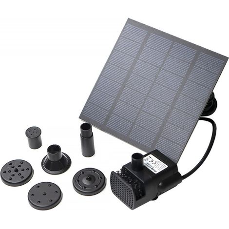 Kit de panneau flottant submersible pour bassin de jardin, pompe de fontaine solaire à démarrage automatique avec câble de 3 m et 4 buses pour bain d'oiseaux