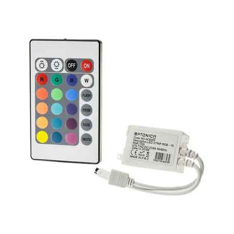 ALIMENTACIÓN Y CONTROLADOR PARA TIRAS LED RGB 16 BOTONES