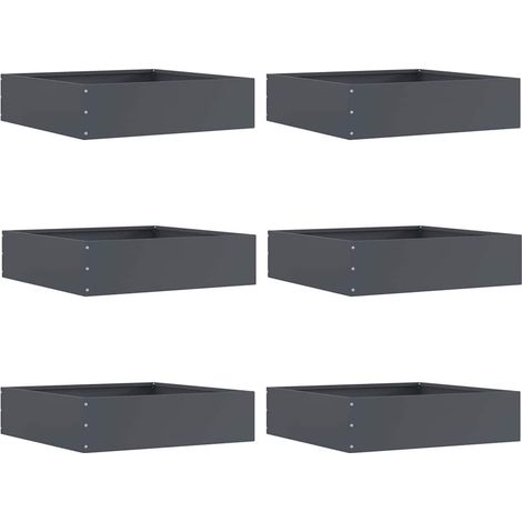 vidaXL  Lawn Edging  6 pcs Anthracite 50 x 50 x 13 cm Steel