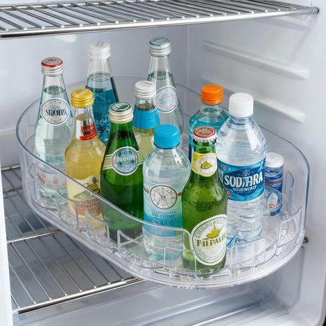 Plateau Tournant Pour Réfrigérateur 360°, Organisateur Frigo Transparent Lazy Susan, Ovale Organisateur De Cuisine, Rangement Frigo Pour Réfrigérateur, Salon, Salle à Manger, 33 x 21,5 cm (1/5)