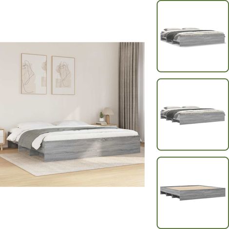 Somier de láminas - vidaXL Estructura de cama sin colchón gris Sonoma 180x200 cm - Almacenamiento en cama
