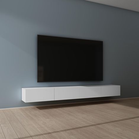 Mai & Mai Fernsehtisch Fernsehschrank TV Schrank Verdeckter Griff mit Soft-Close Lowboard Hängeschrank für Wohnzimmer in Matt Weiß BTH: 280x40,2x30 cm Fernsehschrank02