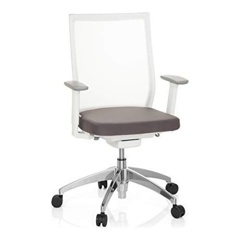 Chaise de bureau / chaise bureau ASPEN WHITE tissu maille transparent / assise tissu gris hjh OFFICE