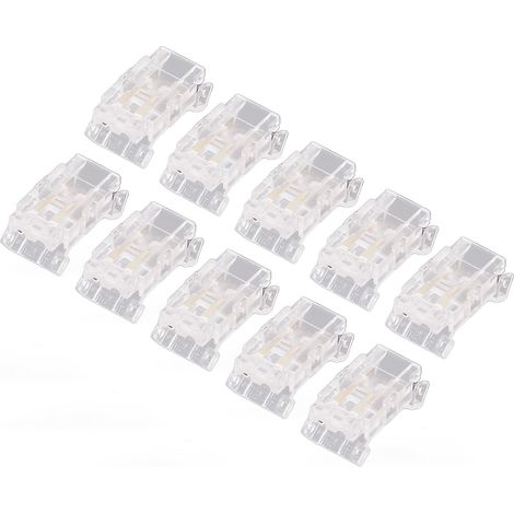 Lot de 10 connecteurs COB pour ruban LED, 2 broches, 8 mm, transparents et sans soudure, pour la maison, le bureau ou l'école. (1/5)