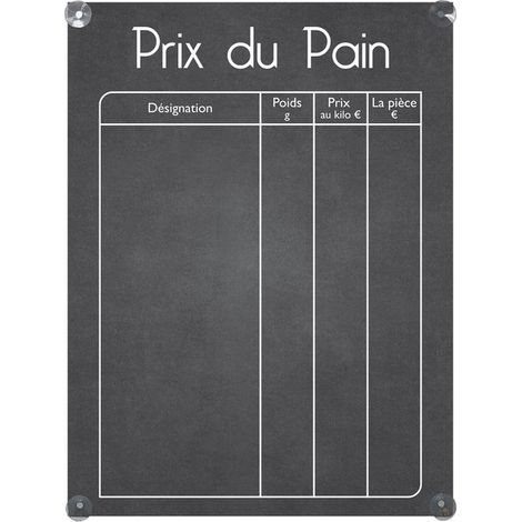 Panneau "PRIX DU PAIN" format A1 avec fixation ventouses (1/3)