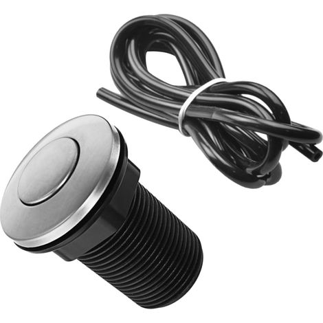 Bouton pneumatique, 32mm, inox, noir (1/5)
