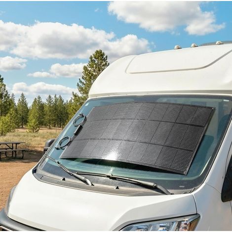 Pannello solare portatile 100 W 18 V con 2 porte USB, display LCD e IP67 nero OKMYHOME (1/5)