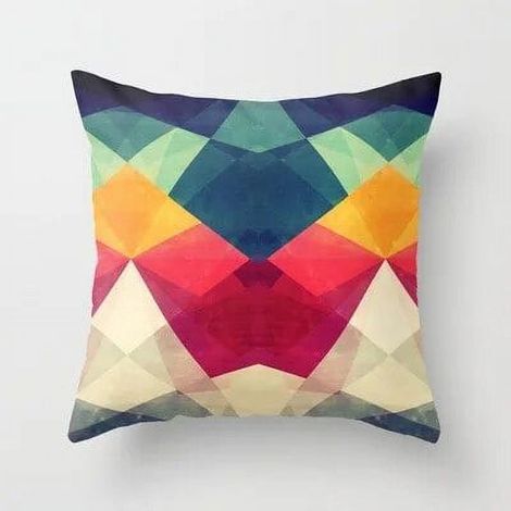 Taie D'oreiller Coton Linen Motif Géométrique Abstrait Usage Intérieur Extérieur 40x40 cm (1/5)