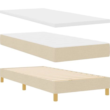 Cama con Somier con colchón Crema 100 x 200 cm tela vidaXL (1/5)