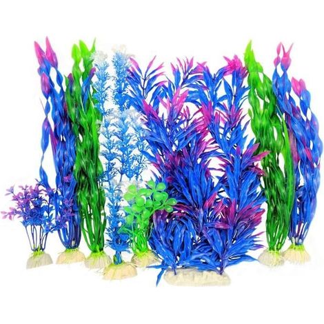 8 Stück, Aquariendekorationspflanzen, künstliches Wasserpflanzengras, künstliche Aquarienpflanzen